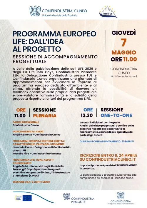 Cuneo, imprese a confronto sul programma europeo LIFE